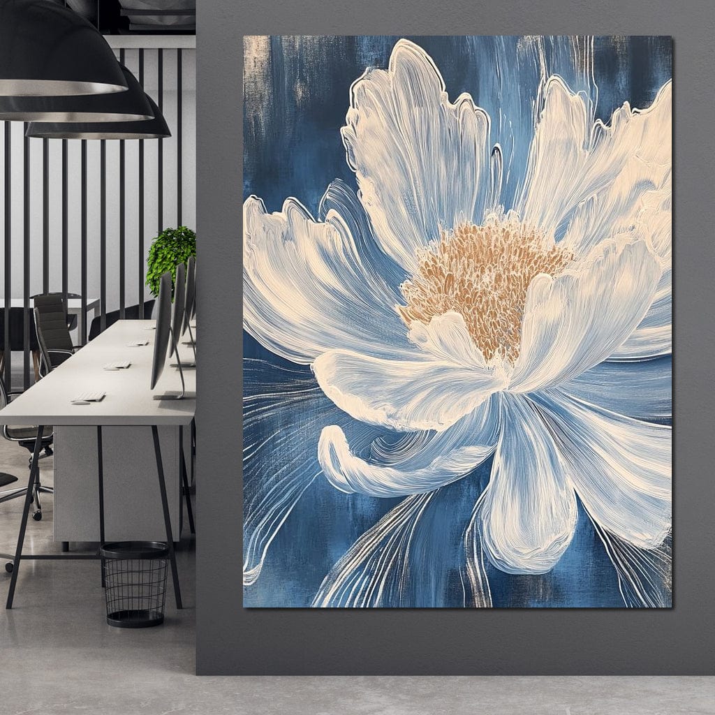 Petal Harmony in Blooming White Canvas Wall Art