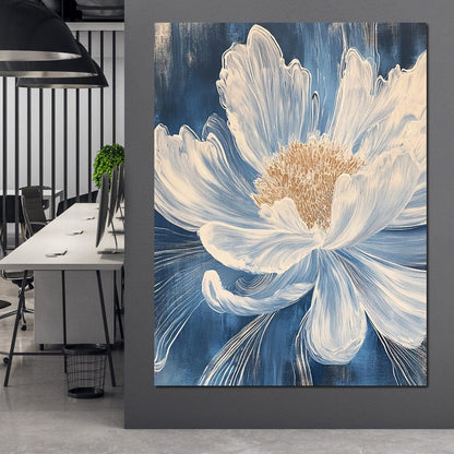 Petal Harmony in Blooming White Canvas Wall Art