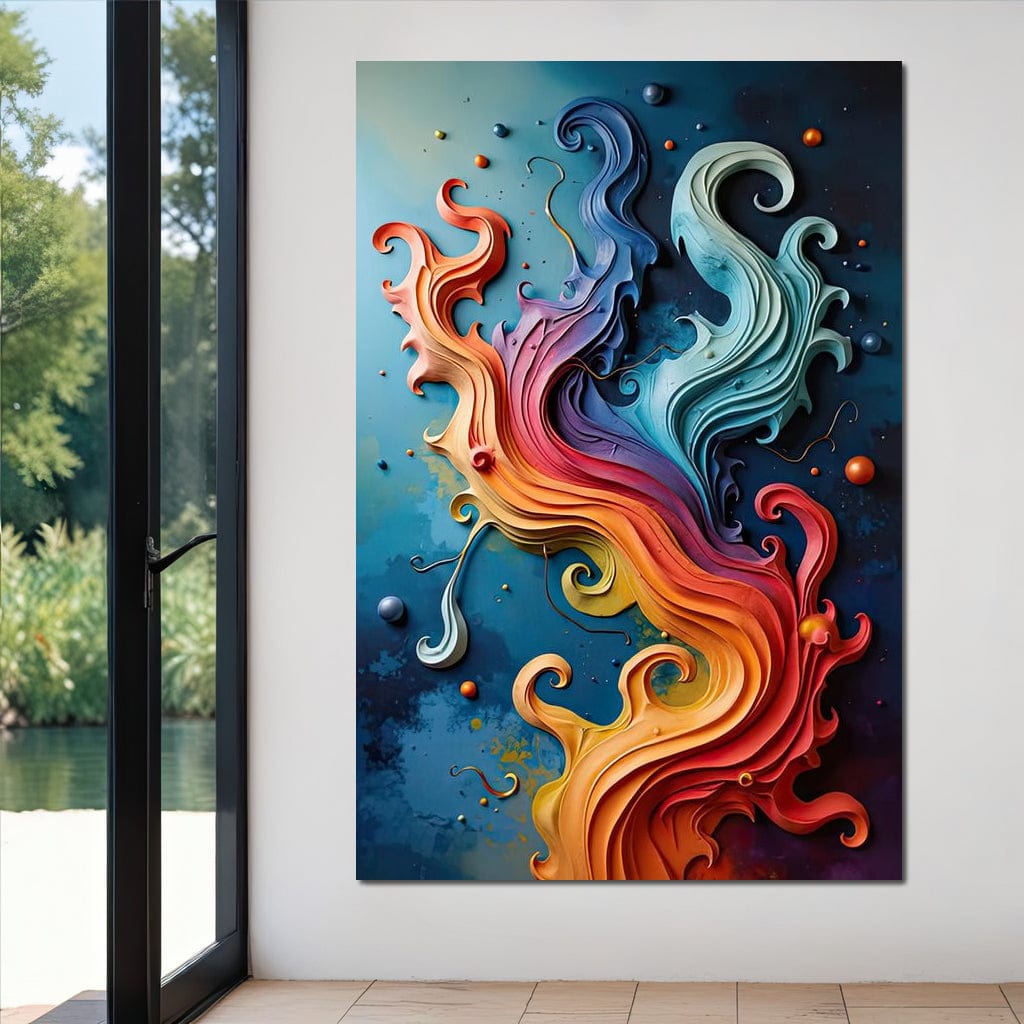 Flowing Rainbow Abstract Canvas Wall Art