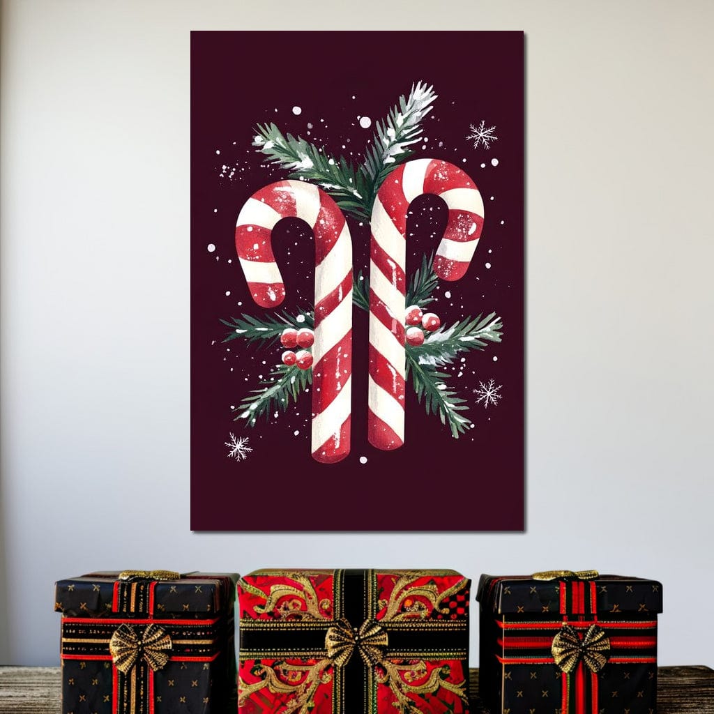 Candy Cane Christmas Treat Canvas Wall Art