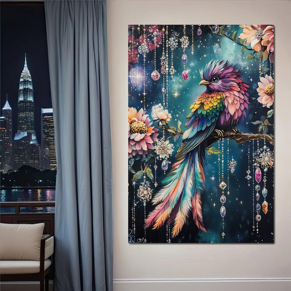 Enchanted Jewel Toned Bird Fantasy Canvas Wall Art