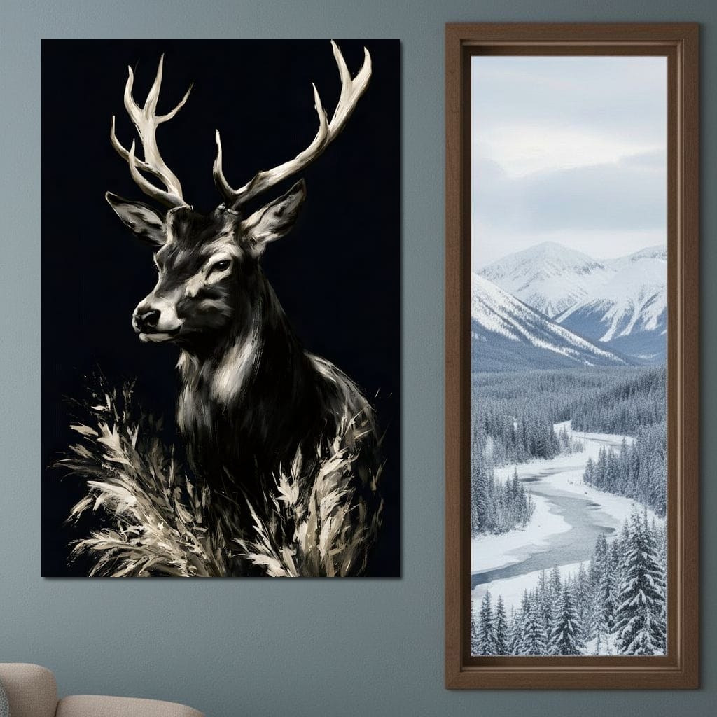 Silent Guardian of the Winter Grass Canvas Wall Art