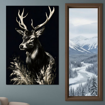 Silent Guardian of the Winter Grass Canvas Wall Art