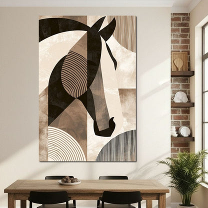Stallion Reflected Through Geometric Planes Canvas Wall Art