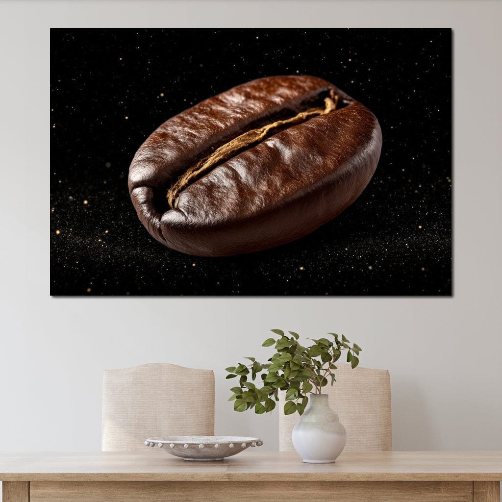 Cosmic Coffee Bean Orbit Canvas Wall Art