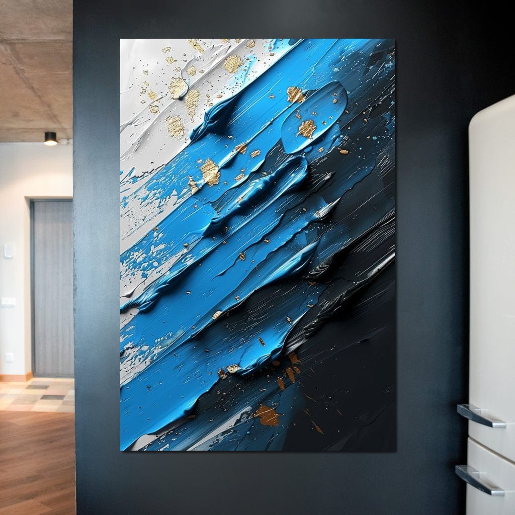 Sapphire Currents Goldleaf Flow Canvas Wall Art