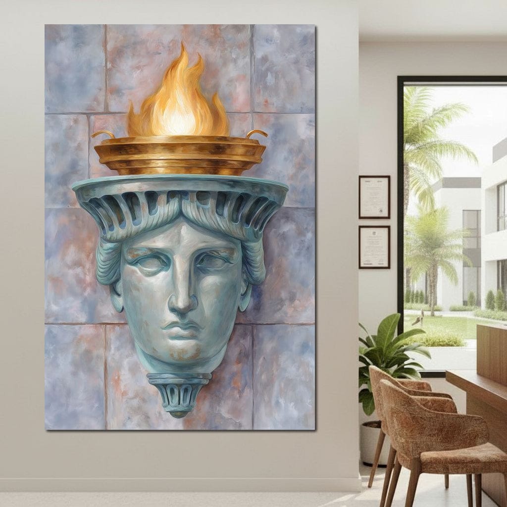 Liberty Torch Flame Portrait Canvas Wall Art