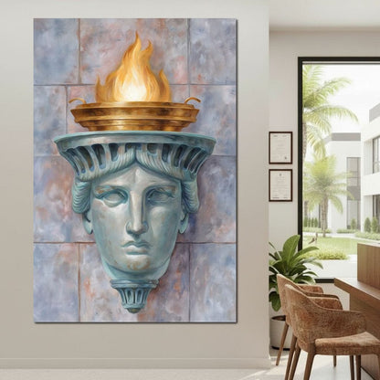 Liberty Torch Flame Portrait Canvas Wall Art