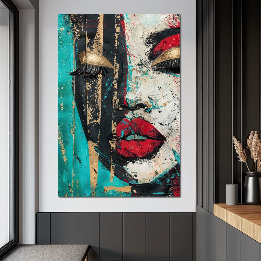 Golden Gaze Through Turmoil Canvas Wall Art