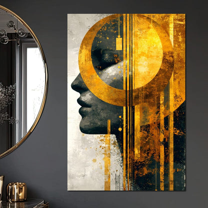 Golden Geometric Elegance Canvas Wall Art