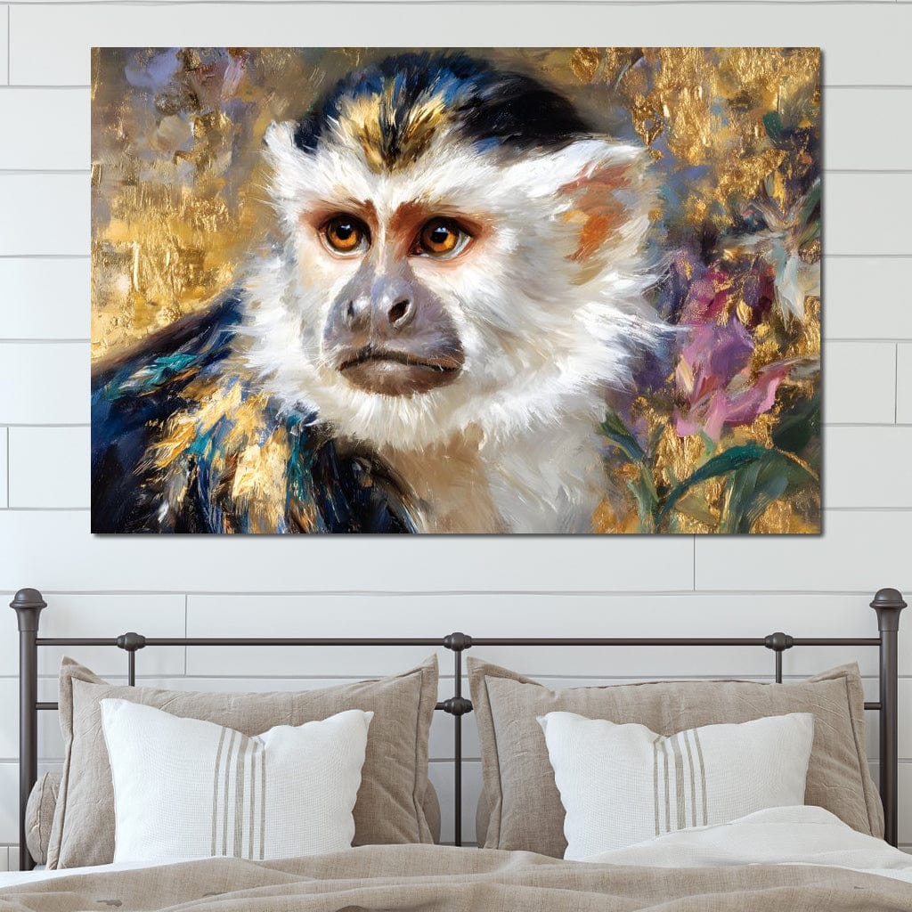 Golden Gilded Monkey Muse Canvas Wall Art