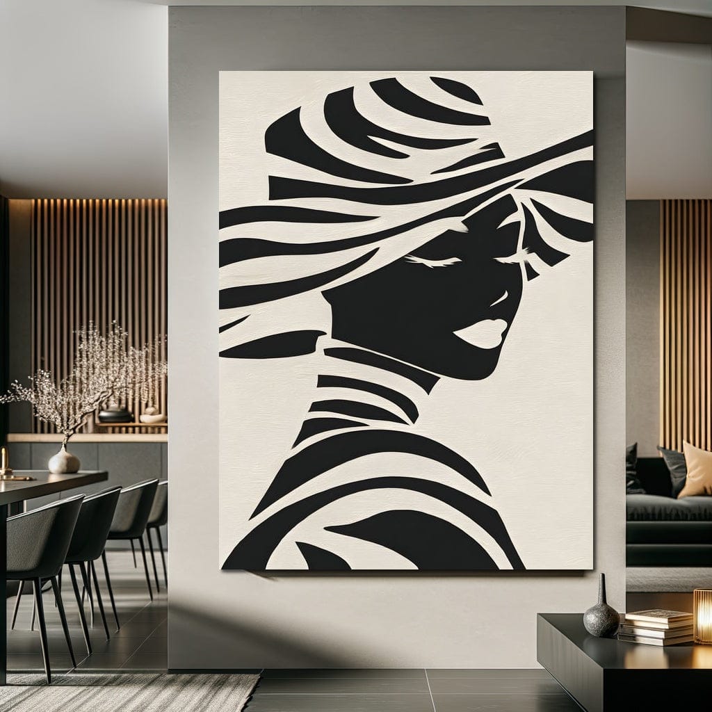 Monochrome Elegance Lady Silhouette Canvas Wall Art