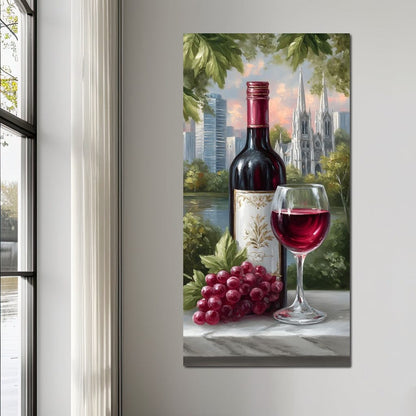 Wine Reflections Cityscape Elegance Canvas Wall Art