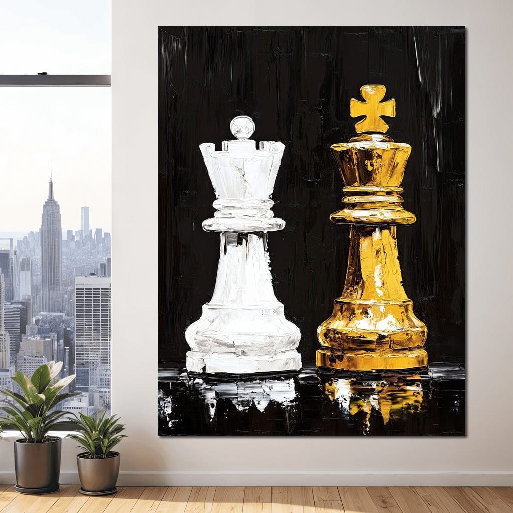 Regal Duel Monochrome Majesty Canvas Wall Art