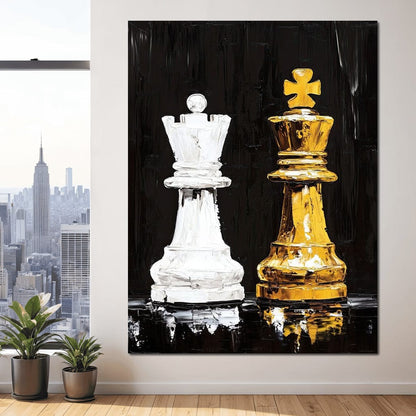 Regal Duel Monochrome Majesty Canvas Wall Art