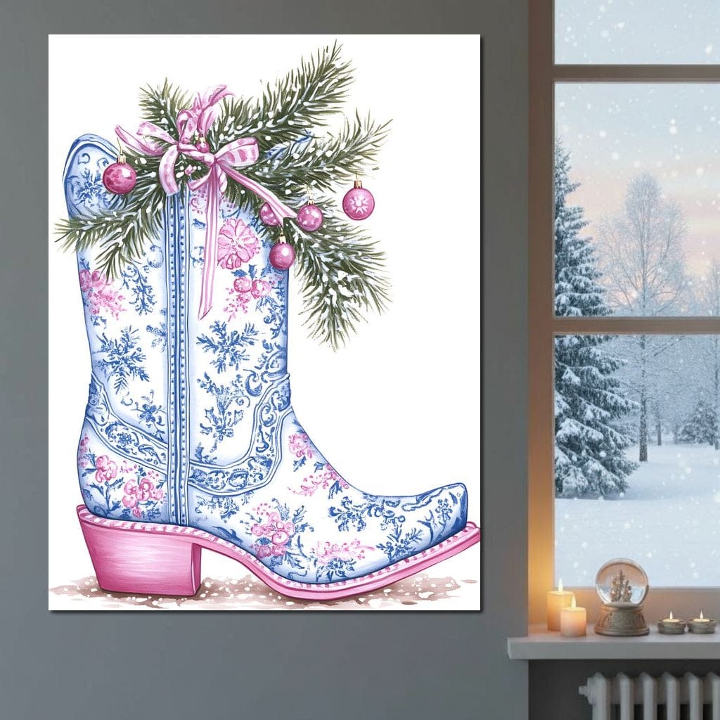 Holiday Cowboy Boot Bouquet Canvas Wall Art