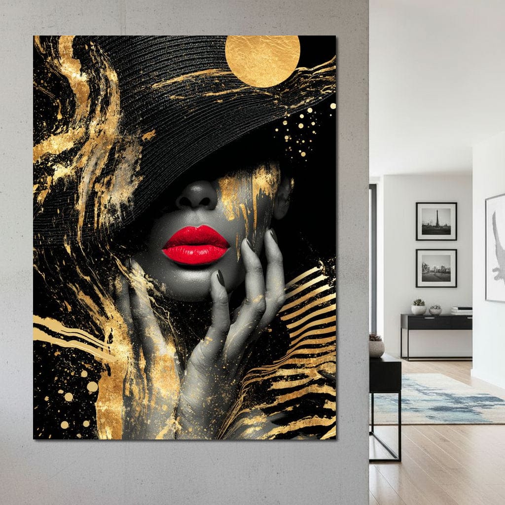 Modern Noir Gold Elegance Portrait Canvas Wall Art