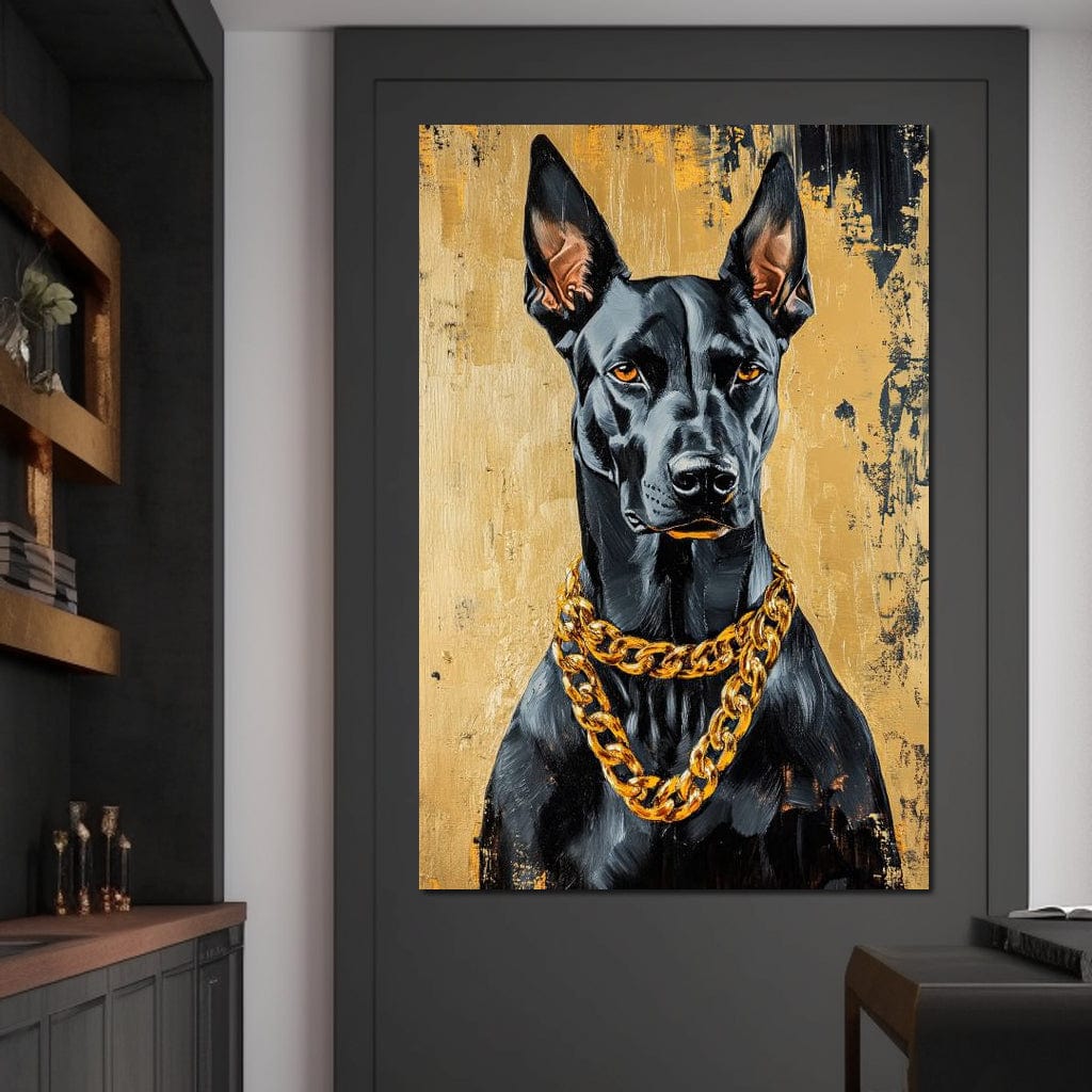 Bold Dog in Gold Canvas Wall Art