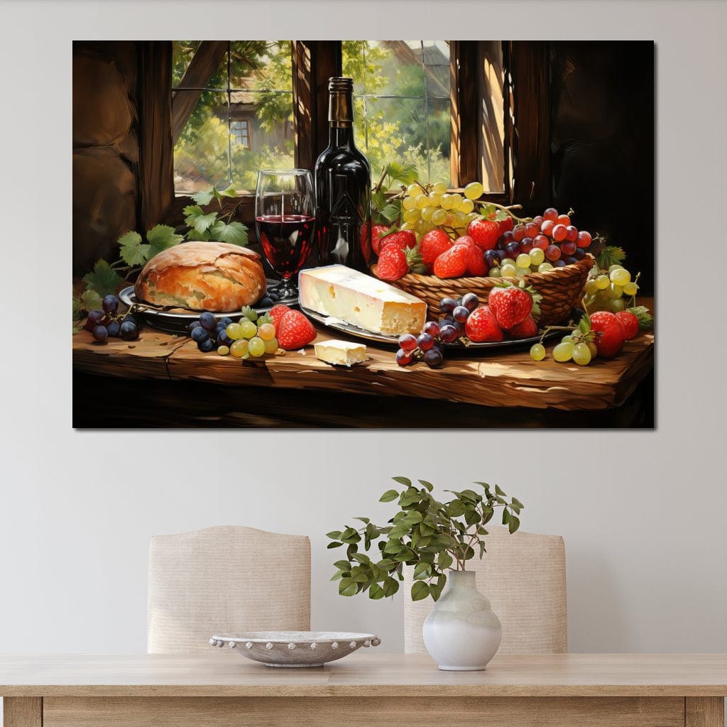 Fruit Cheese Wine 1 Canvas Wall Art