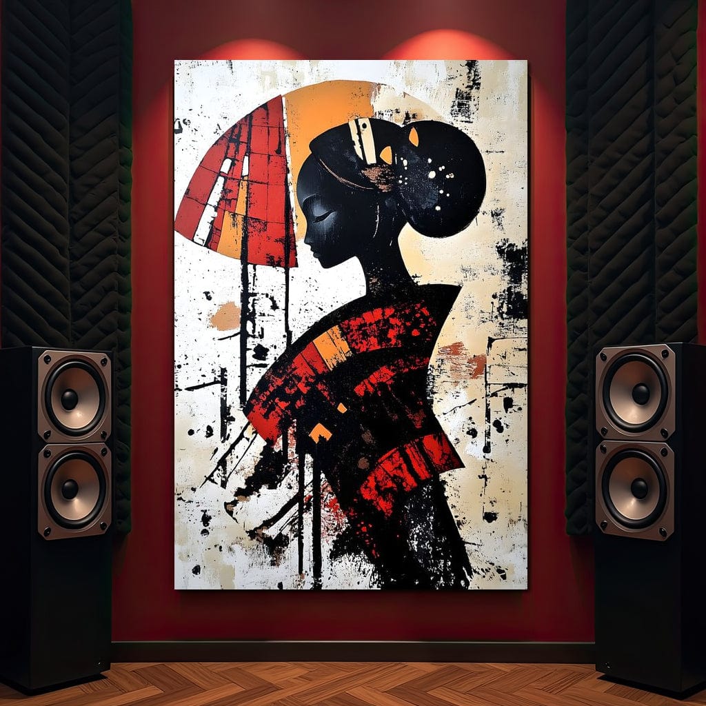 Silhouette Harmony in Amber Tones Canvas Wall Art