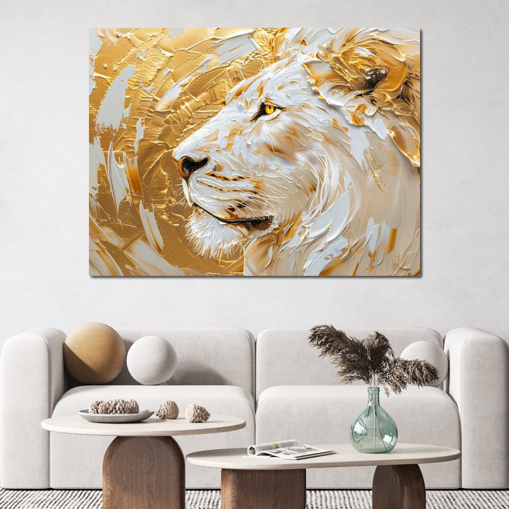 Golden Monarch Lion Canvas Wall Art