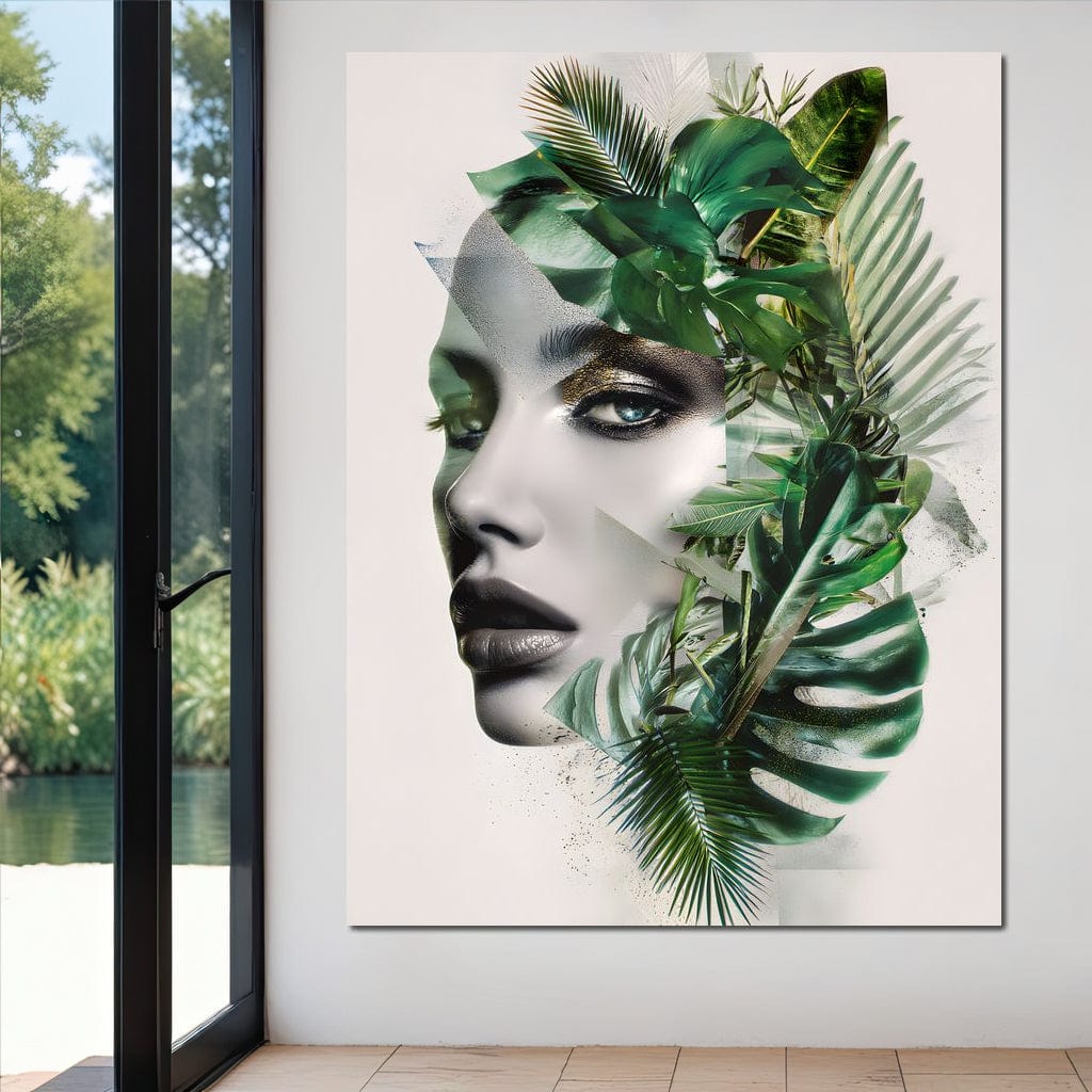 Botanical Muse Fusion Portrait Canvas Wall Art