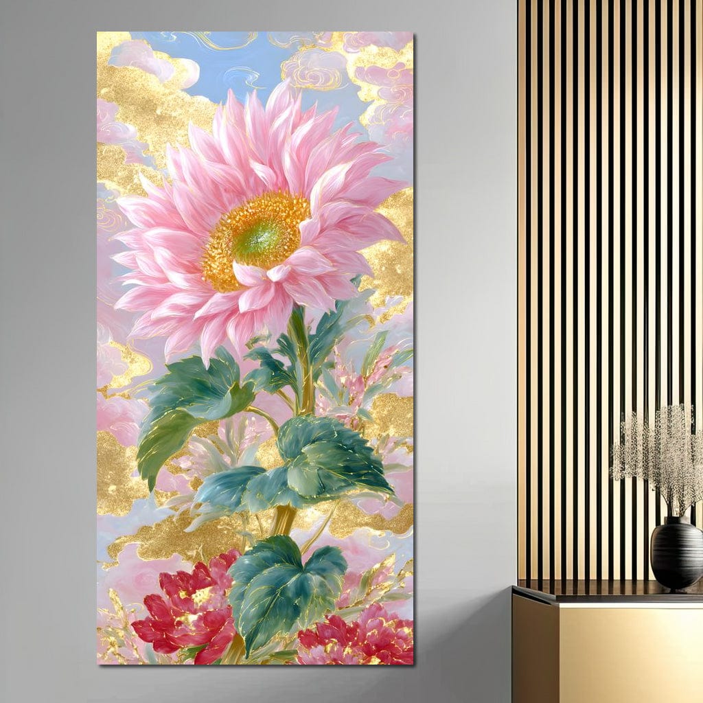 Golden Petal Reverie Blooming Canvas Wall Art