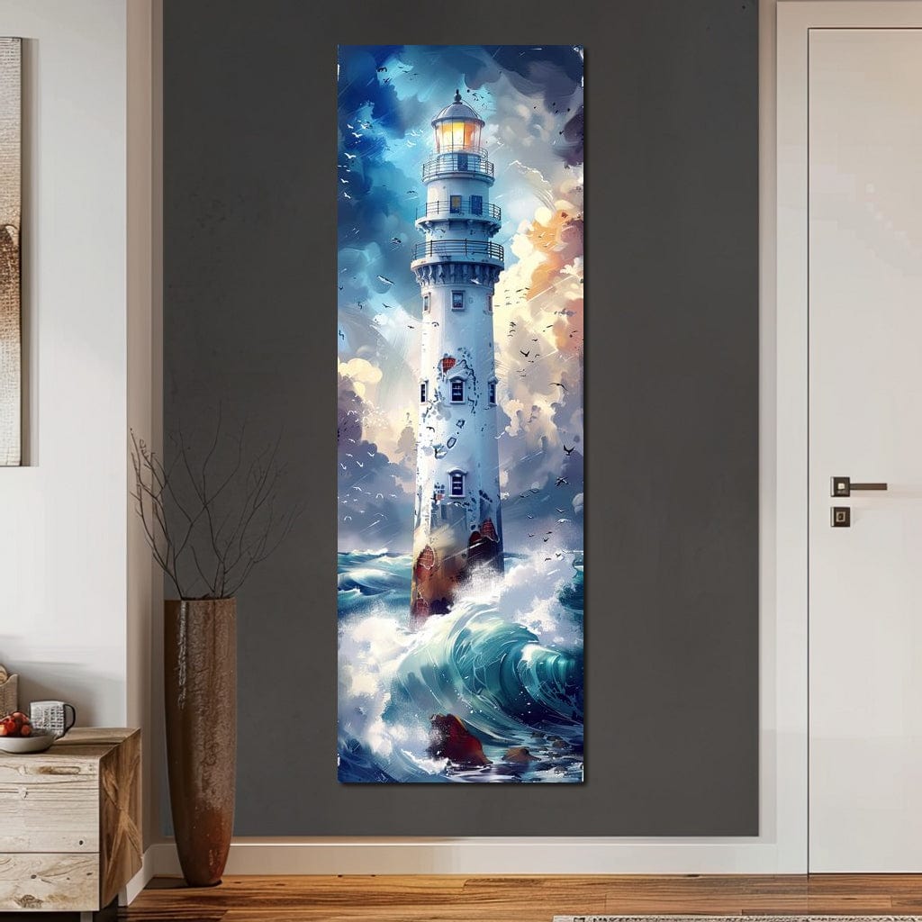 Lighthouse Beacon at Sea Canvas Wall Art