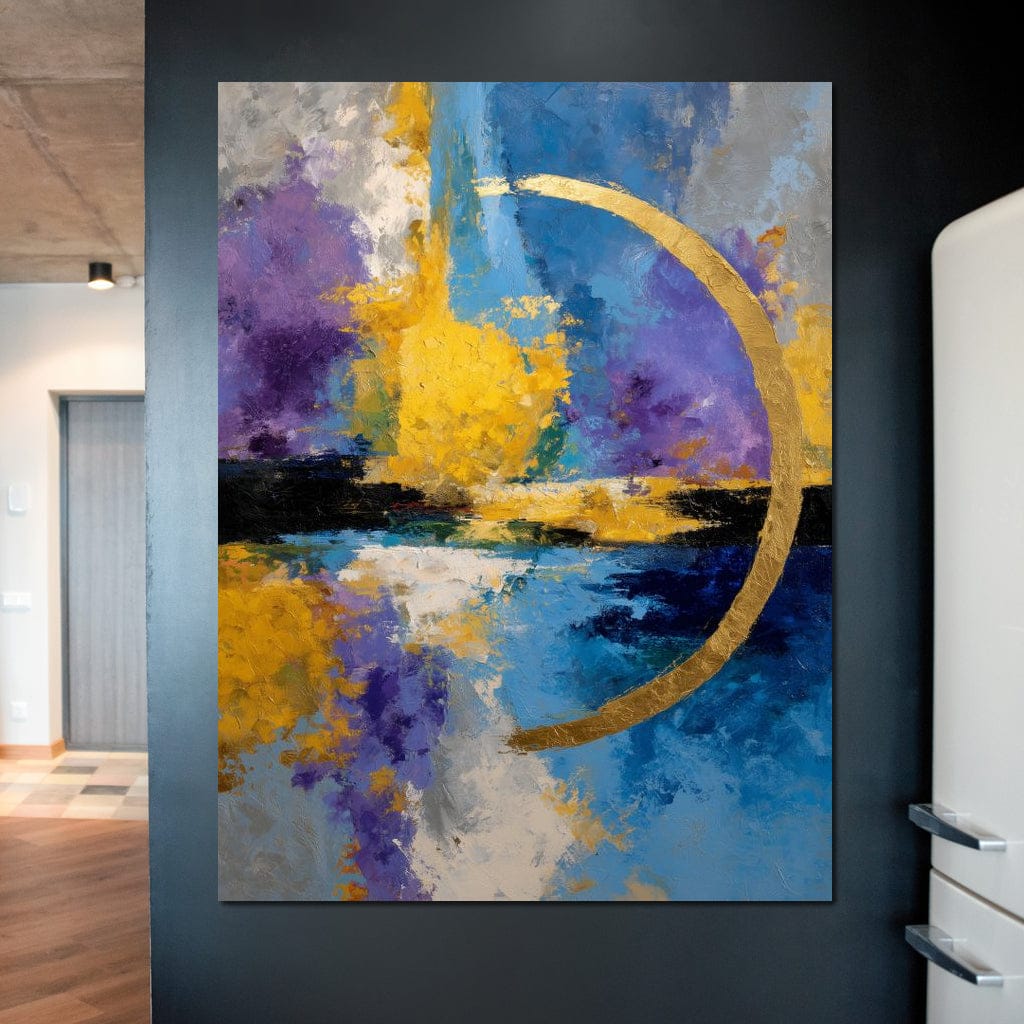 Golden Crescent Over Blue Sky Canvas Wall Art