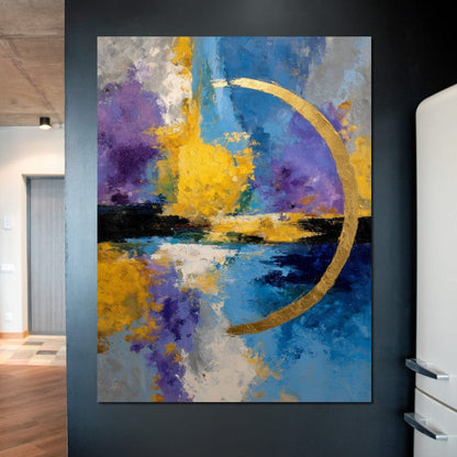 Golden Crescent Over Blue Sky Canvas Wall Art