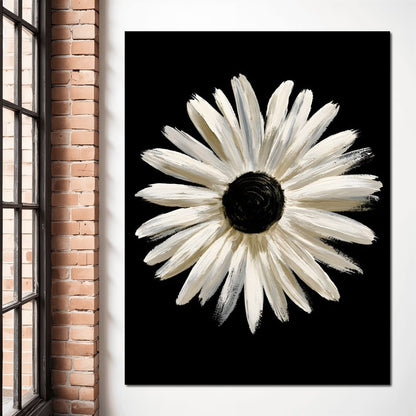 Solitary Pale Petals Against The Void Canvas Wall Art