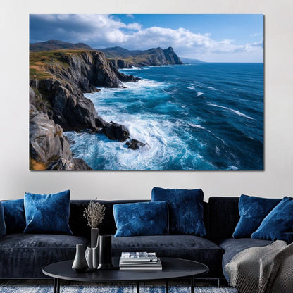 Wild Atlantic Cliff Horizon Canvas Wall Art