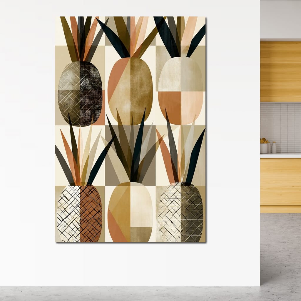 Geometric Tropical Pineapples Study Canvas Wall Art