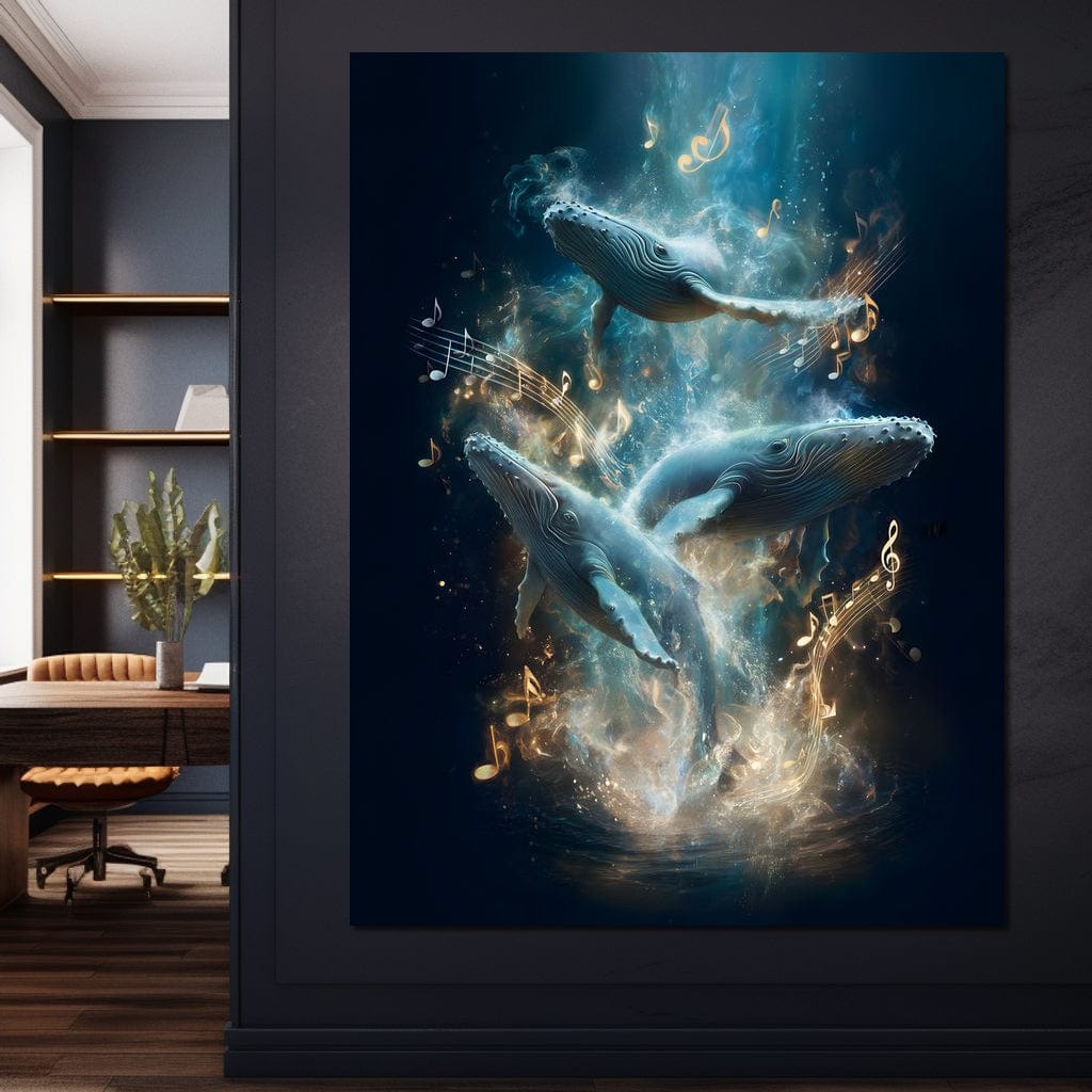 Melodic Tides of Dancing Whales Canvas Wall Art
