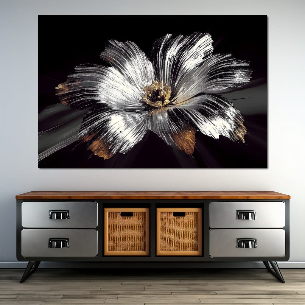 Silver Harvest Petals Radiance Canvas Wall Art