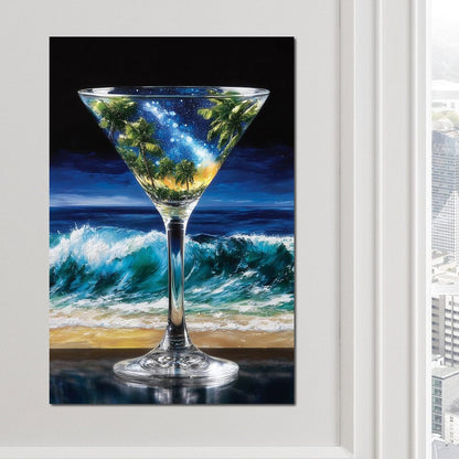 Cosmic Cocktail Island Night Canvas Wall Art