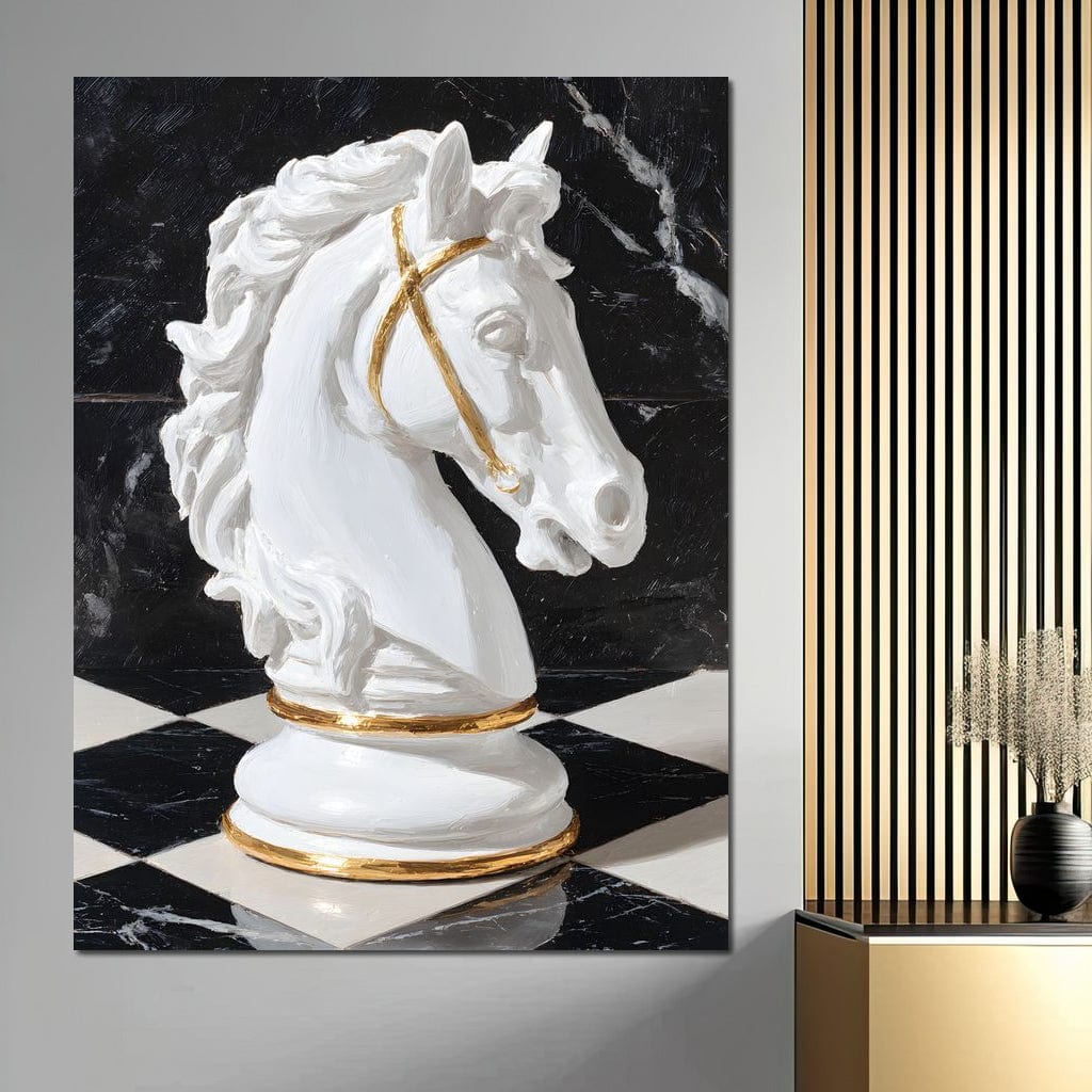 Gilded Knight on Marble Board Canvas Wall Art