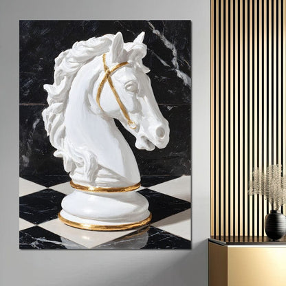 Gilded Knight on Marble Board Canvas Wall Art