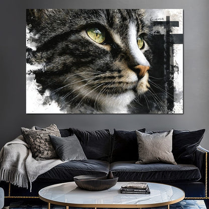 Golden Eyed Cat Portrait Canvas Wall Art
