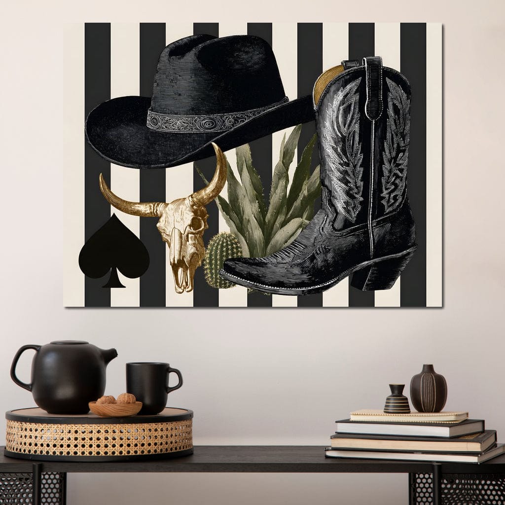 Cowboy Boot Hat Skull Cactus Canvas Wall Art