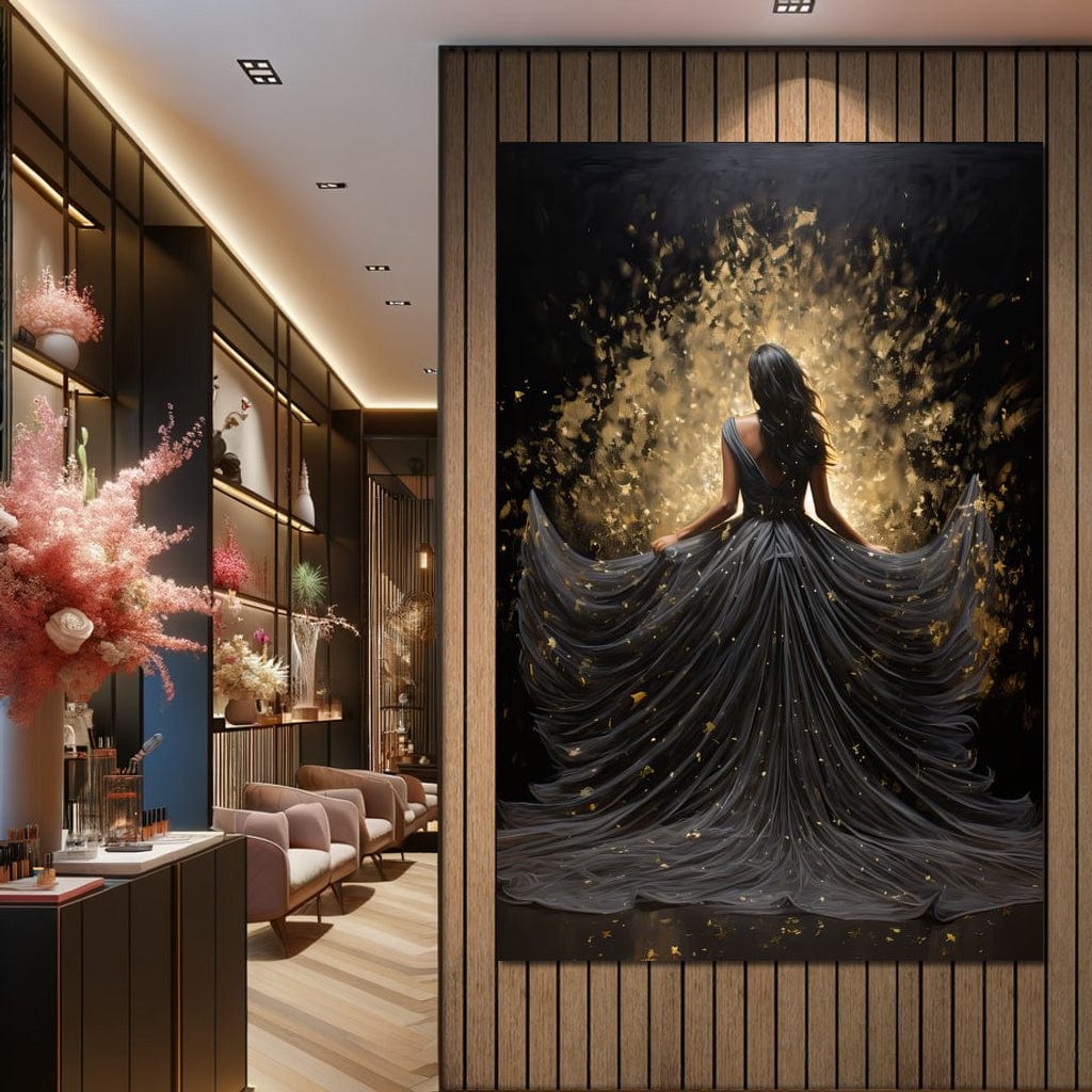 Ethereal Flight in Sparkling Gown Canvas Wall Art