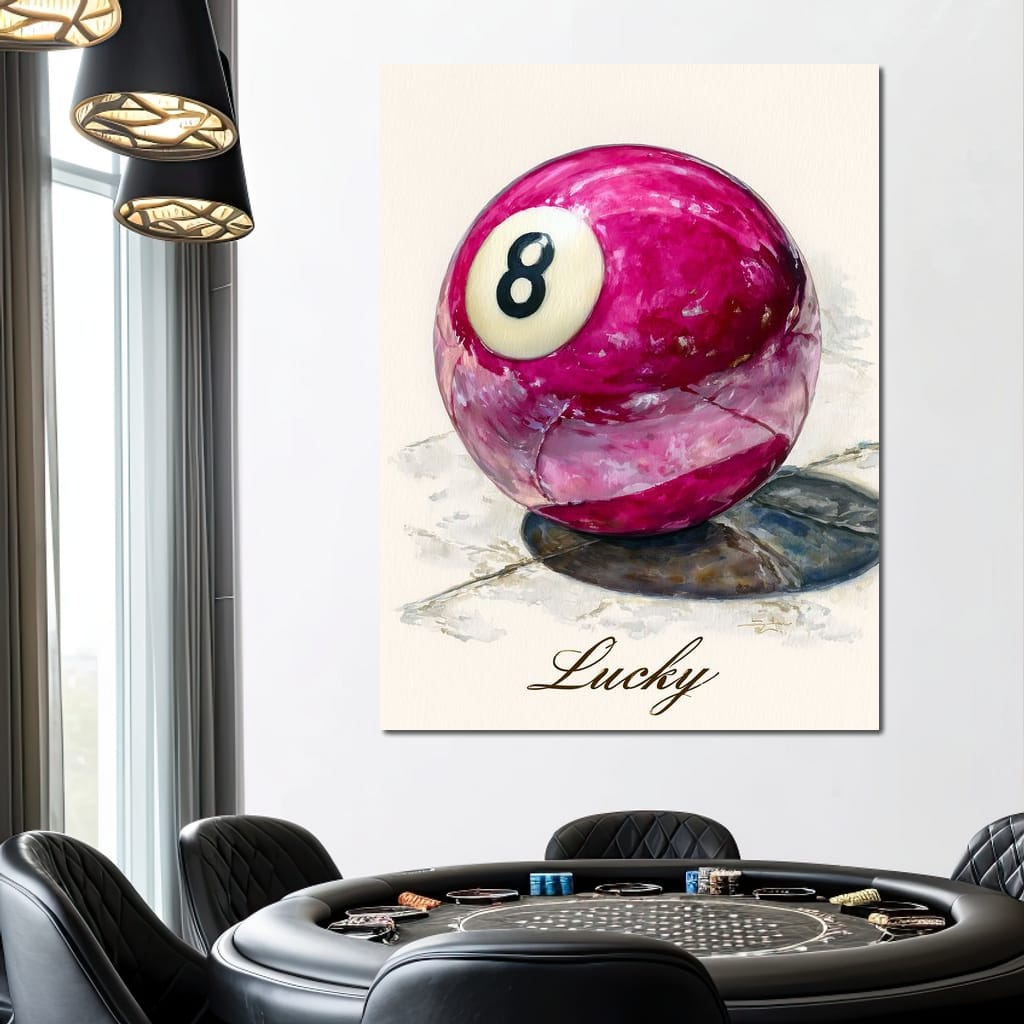 Lucky Eight Billiard Ball Canvas Wall Art