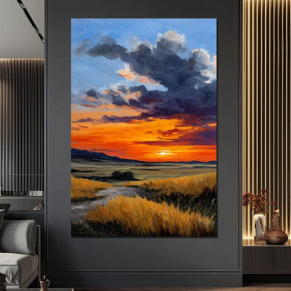 Golden Prairie Sunset Skystorm Canvas Wall Art