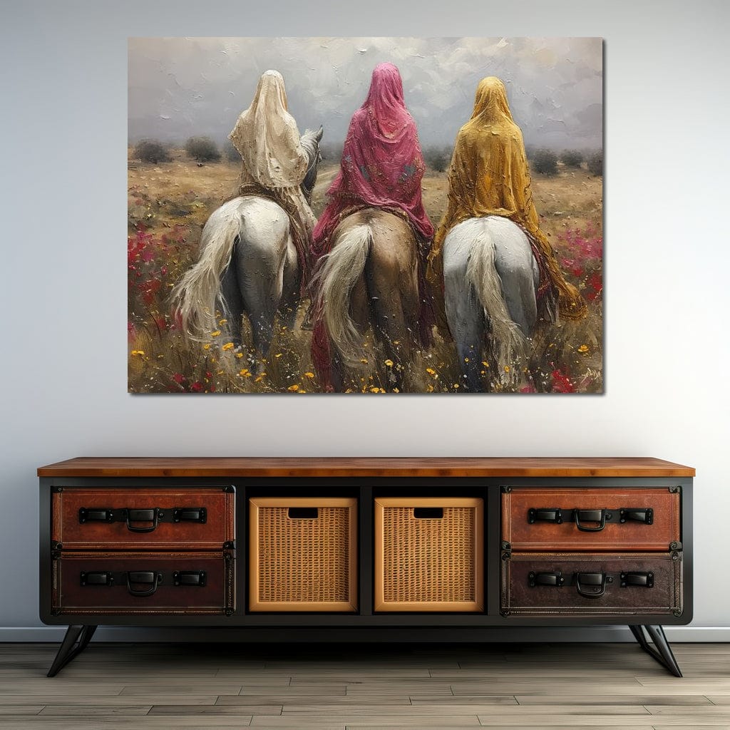 Womens Horse Riding Canvas Wall Art
