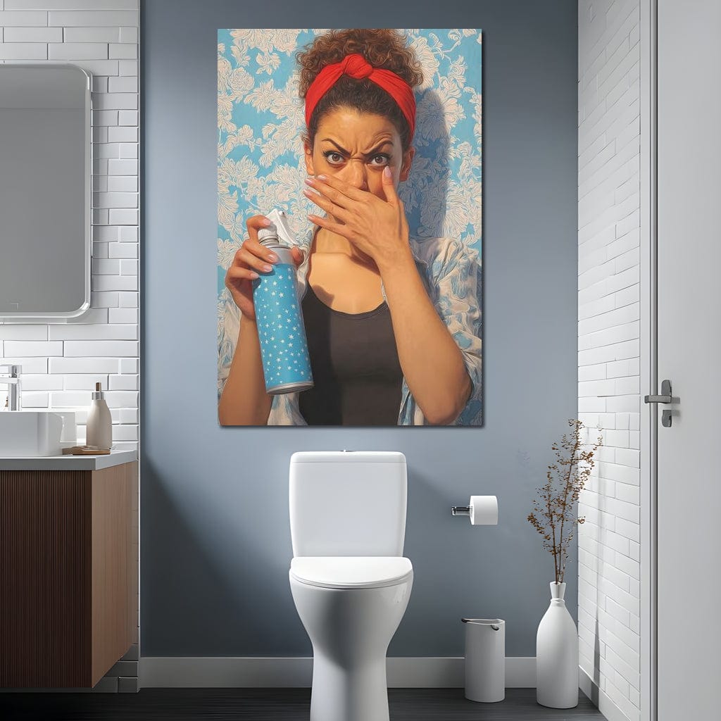 Bathroom Spray Panic Canvas Wall Art