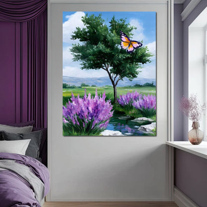 Butterfly Meadow Tranquility Canvas Wall Art