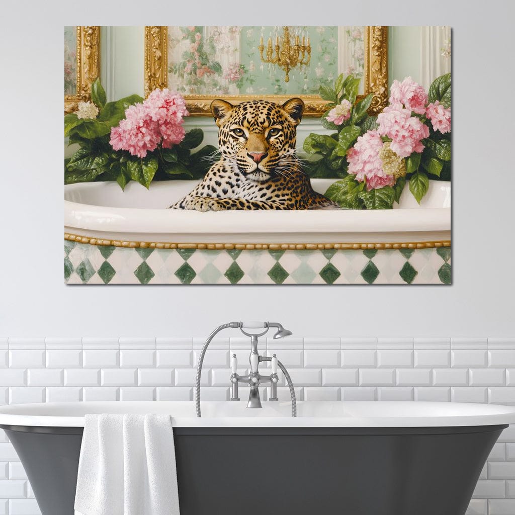 Leopard Luxe Floral Bathing Canvas Wall Art