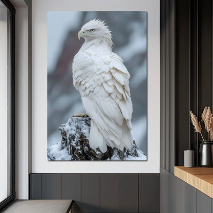 Majestic Winter Hawk Sentinel Canvas Wall Art