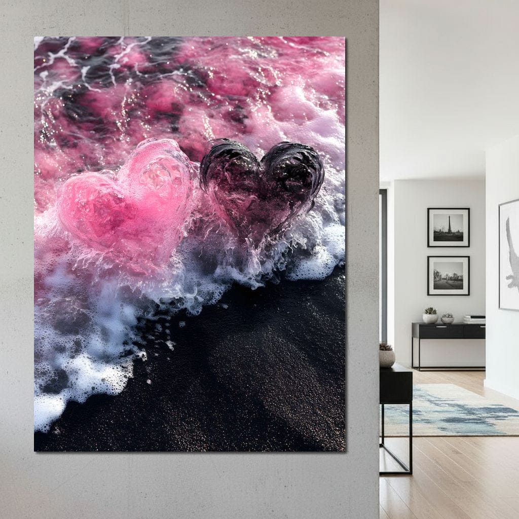 Rose Quartz Hearts Tide Canvas Wall Art