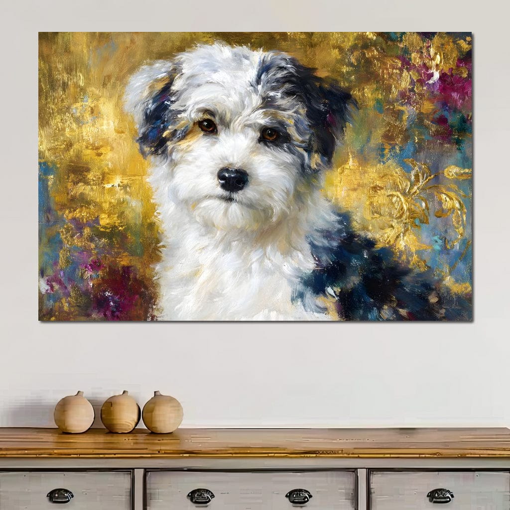 Golden Garden Puppy Canvas Wall Art